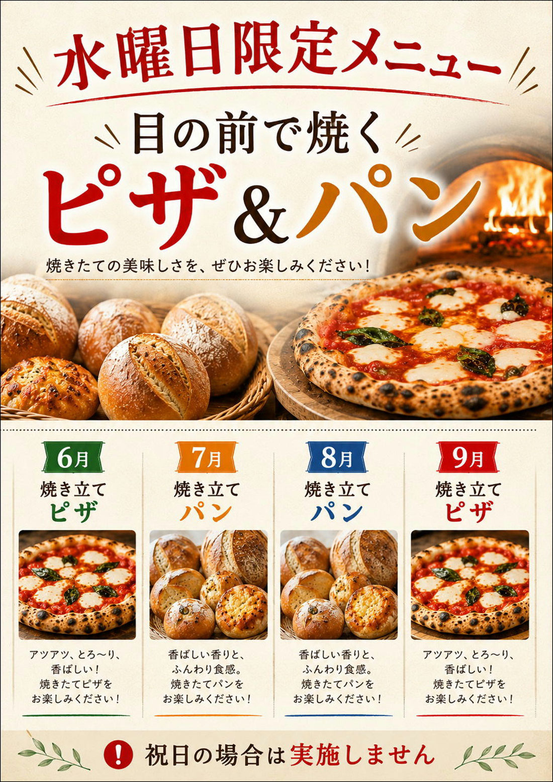 水曜日限定メニューのご案内