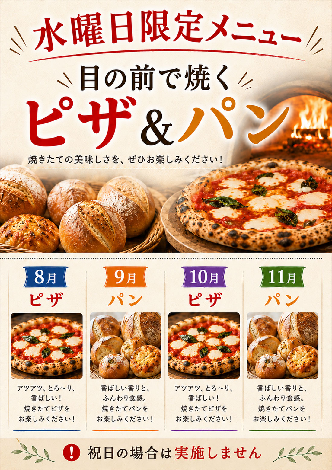水曜日限定メニューのご案内