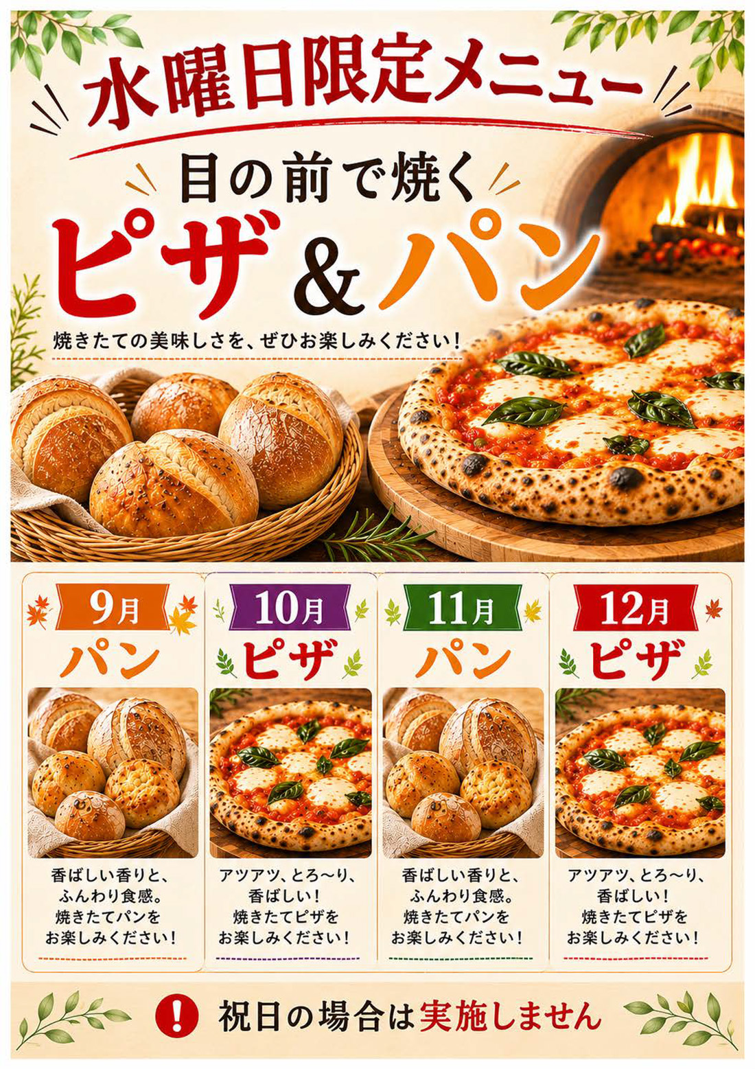 水曜日限定メニューのご案内
